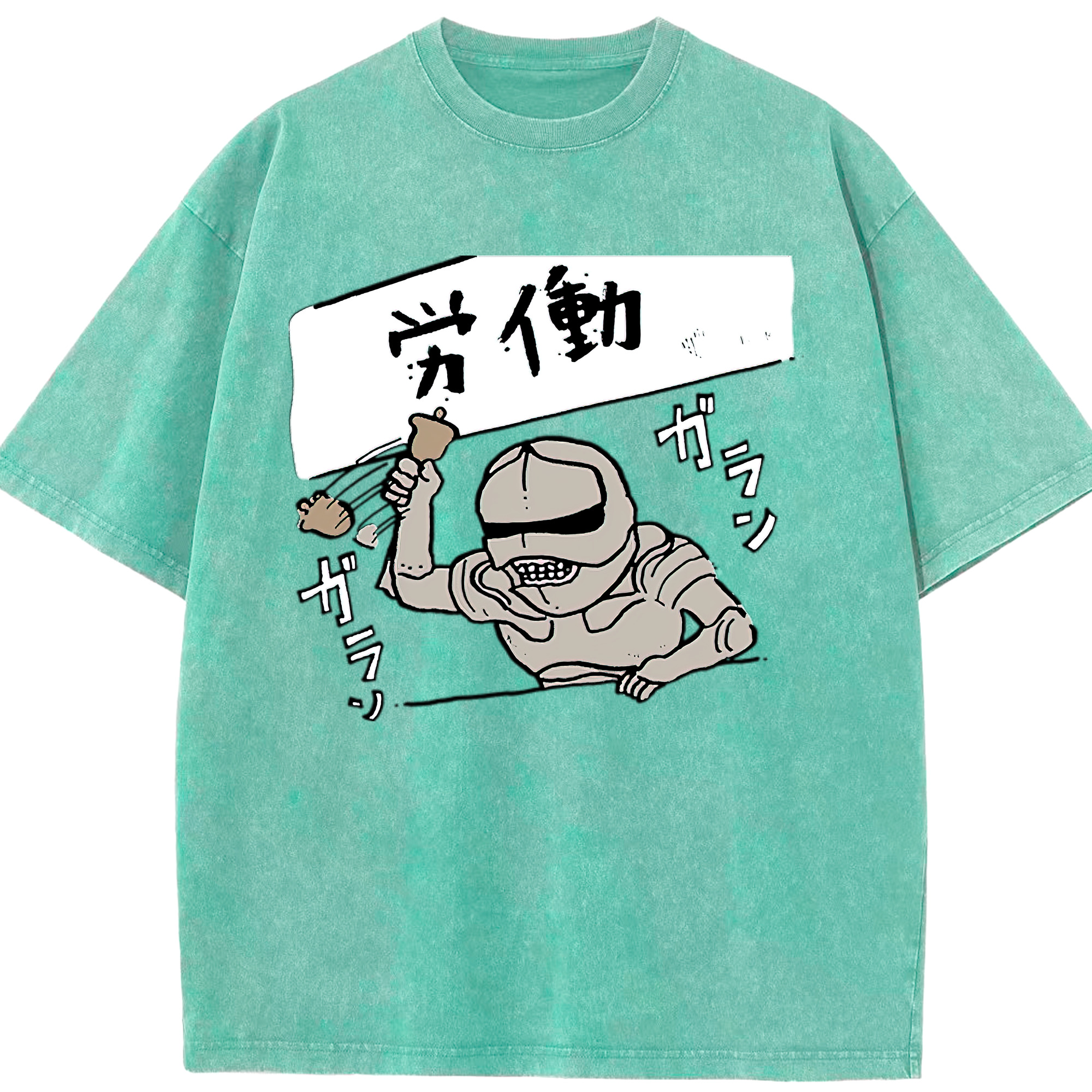 （画像用） ちいかわ 労働の鎧さん Chii-kawa Mr. Armor of Labor 綿100% ヴィンテージ風 半袖Tシャツ（フロントプリント）